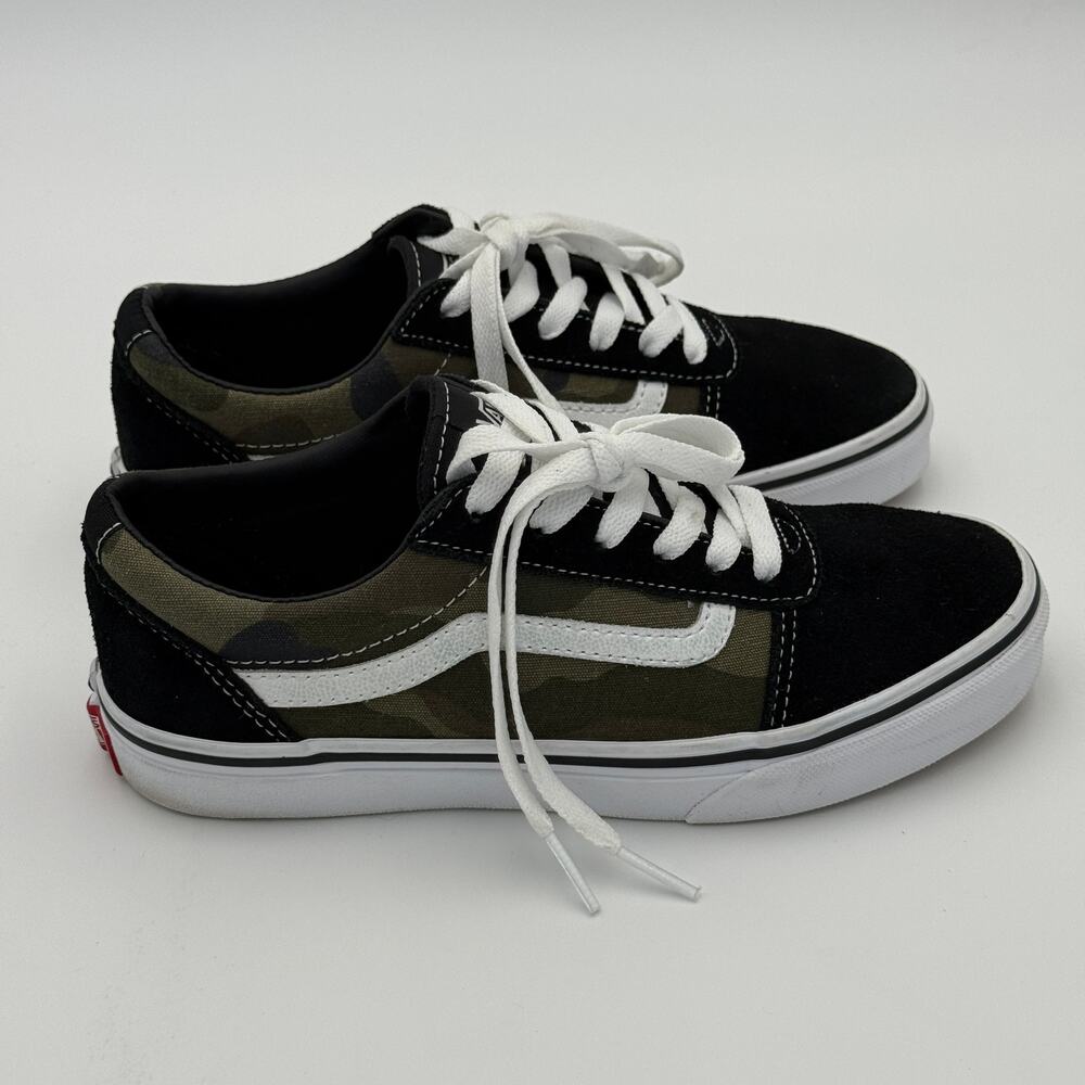Vans Ward Low Camo Black Suede Skate Shoes - Youth 4.0